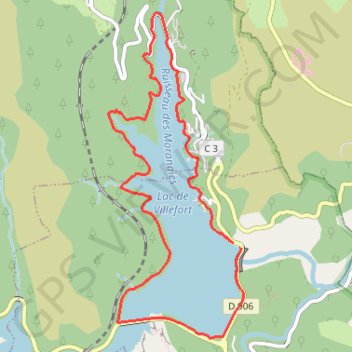 Trace GPS Randonnée autour du lac de Villefort en Lozère, itinéraire, parcours