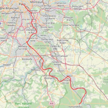 Trace GPS Les berges de la Seine de Paris à Fontainebleau - 19198 - UtagawaVTT.com, itinéraire, parcours