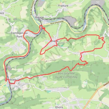 Trace GPS Belgique - 4180 Comblain-la-Tour, itinéraire, parcours