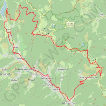 Trace GPS Kruth - Markstein - Grand Ballon - Willer-sur-Thur - Kruth, itinéraire, parcours