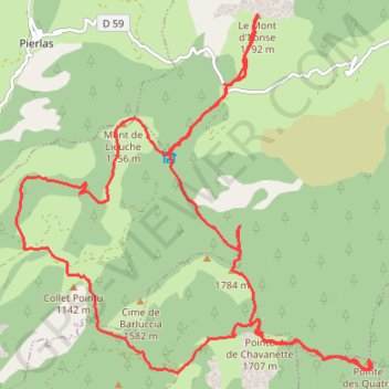 Trace GPS Du Col de la Sinne au Brec d'Ilonse, itinéraire, parcours