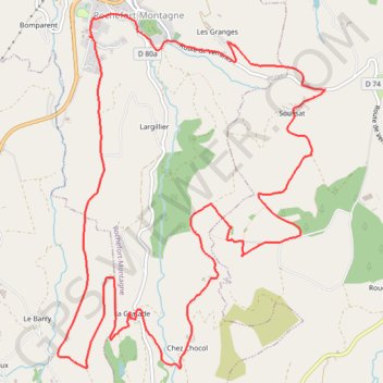 Trace GPS La Roche Branlante par Rochefort-Montagne, itinéraire, parcours