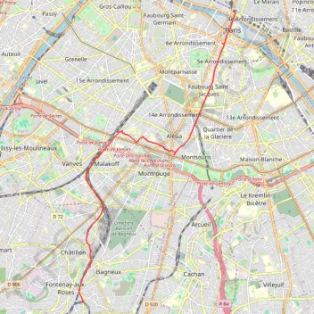 Trace GPS De Saint-Jacques à Fontenay-aux-Roses, itinéraire, parcours