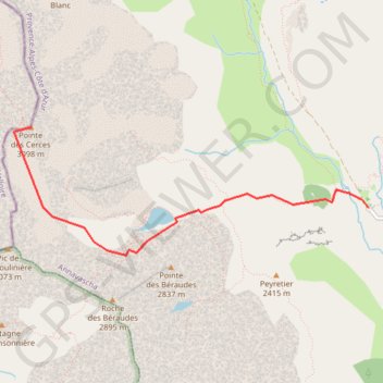 Trace GPS Pointe des Cerces : Couloir S, itinéraire, parcours