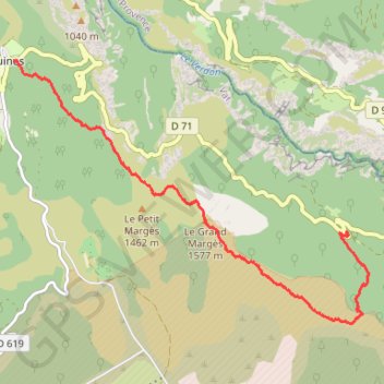Trace GPS Aiguines de la Petite Forêt au grand Margès, itinéraire, parcours