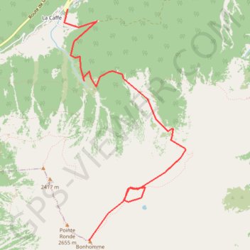 Trace GPS Pointe Ronde à skis (aller depuis La Caffe), itinéraire, parcours