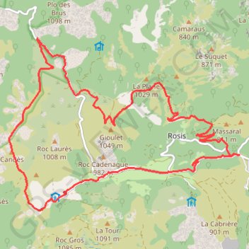 Trace GPS Montagnes de Rosis et d'Aret, itinéraire, parcours