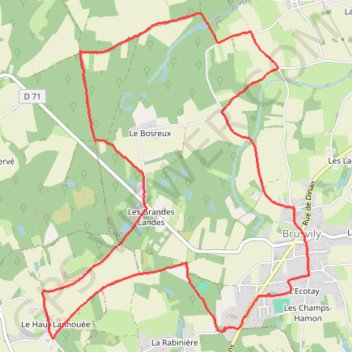 Trace GPS Brusvily par le Haut Lannouée et le Bosreux, itinéraire, parcours
