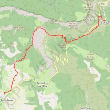 Trace GPS Sur les Pas des Huguenots - Bourdeaux - La Chaudiére, itinéraire, parcours
