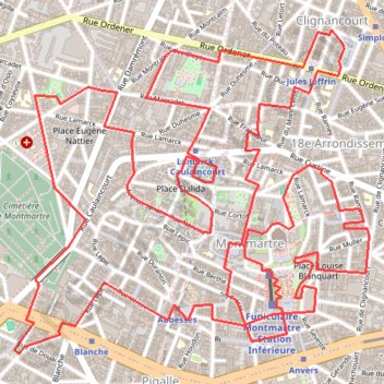 Trace GPS Les escaliers de Montmartre, itinéraire, parcours