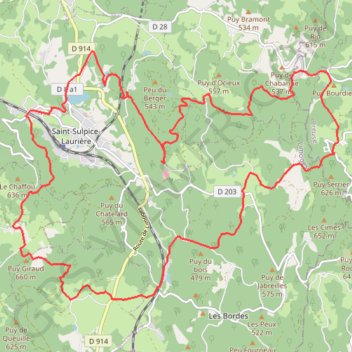 Trace GPS Autour de Saint-Sulpice-Laurière, itinéraire, parcours