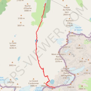 Trace GPS Lac et col d'Ambin, itinéraire, parcours