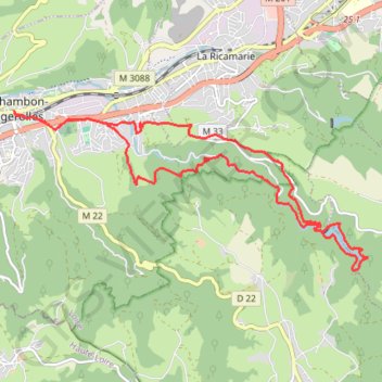 Trace GPS [Itinéraire] Le barrage de Cotatay - Le Chambon-Feugerolles n°6, itinéraire, parcours