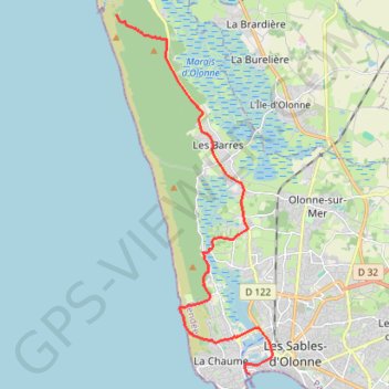 Trace GPS Des Sables-d'Olonne à Brem-sur-Mer, itinéraire, parcours