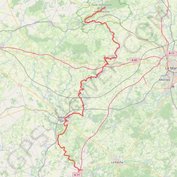 Trace GPS De la forêt de Sillé-le-Guillaume à Durtal, itinéraire, parcours