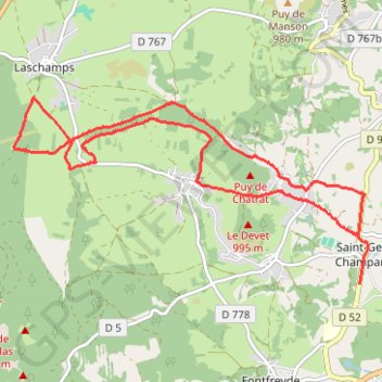 Trace GPS Saint Genes Champanelle, itinéraire, parcours