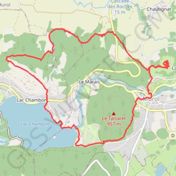 Trace GPS Lac Chambon et château médiéval de Murol, itinéraire, parcours