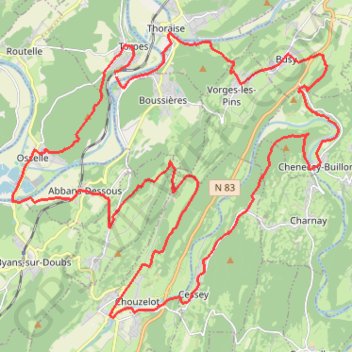 Trace GPS Les Ruines De Chenecey - Buillon, itinéraire, parcours