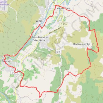 Trace GPS Au fil de l'Ardèche de Vogüe à Balazuc, itinéraire, parcours