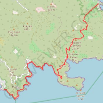 Trace GPS De Roses à Cadaqués par le GR 92, itinéraire, parcours