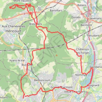 Trace GPS Brognard et Vaudois, itinéraire, parcours