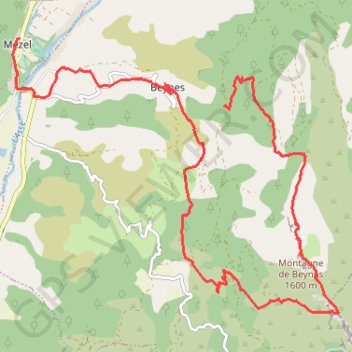 Trace GPS Montagne de Beynes, itinéraire, parcours