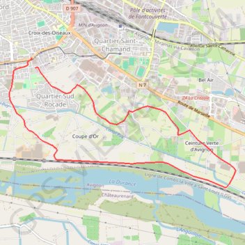 Trace GPS Avignon Zone verte, itinéraire, parcours