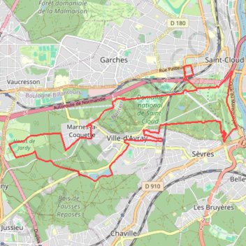 Trace GPS Parc de Saint-Cloud et environs boisés, itinéraire, parcours
