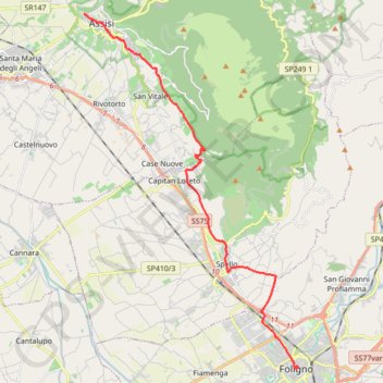 Trace GPS De Foligno à Assise, itinéraire, parcours