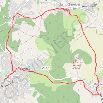 Trace GPS Autour de Busséol - Les terres du milieu, itinéraire, parcours