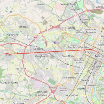 Trace GPS De Torino à Rivoli, itinéraire, parcours