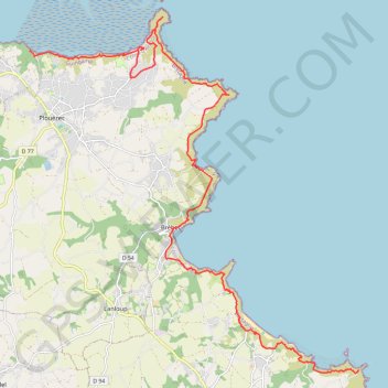 Trace GPS Itinéraire de Sentier des Falaises, Kersalic, 22580 Plouha, France à Boulgueff, 22470 Paimpol, France, itinéraire, parcours