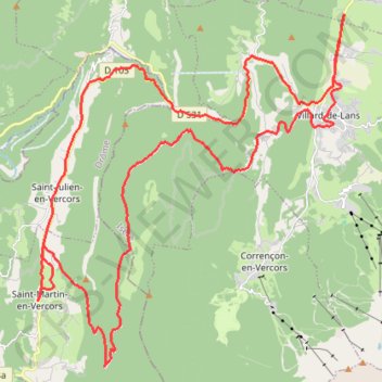 Trace GPS Saint-Martin-en-Vercors - Villars-de-Lans par Herbouilly et retour par les Gorges de la Bourne, itinéraire, parcours