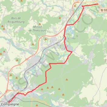 Trace GPS Noyon / Compiègne, itinéraire, parcours