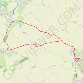 Trace GPS Warlus - Wanquetin - Montenescourt - Warlus, itinéraire, parcours