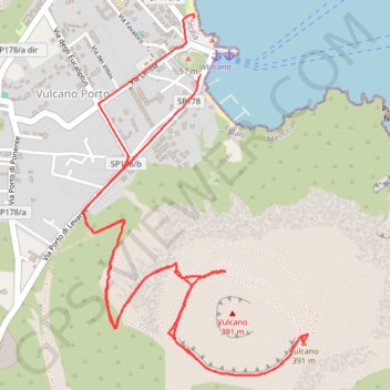 Trace GPS SICILE - PEDESTRE - Îles Éoliennes - Vulcano - Ascension du volcan, itinéraire, parcours