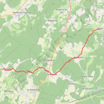 Trace GPS Burgunderweg: Filain - Fondremand, itinéraire, parcours