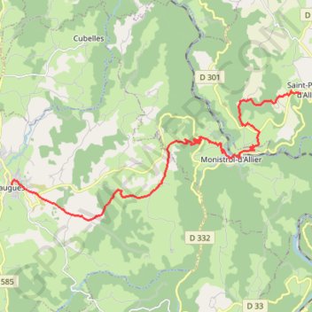 Trace GPS Saint-Privat-d'Allier - Saugues, itinéraire, parcours