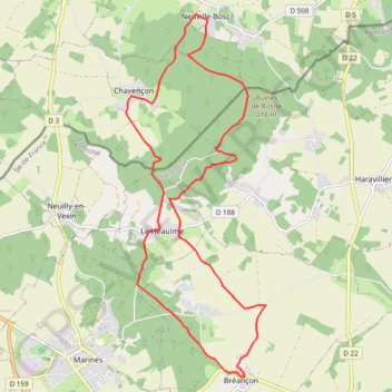 Trace GPS De Bréançon à Neuville-Bosc, itinéraire, parcours