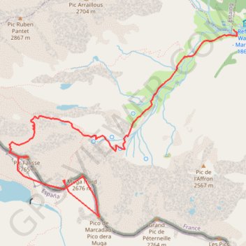 Trace GPS Pic Falisse, Muga N & Pointe de la Muga depuis Wallon, itinéraire, parcours