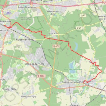 Trace GPS Emerainville à Tournan en Brie, itinéraire, parcours