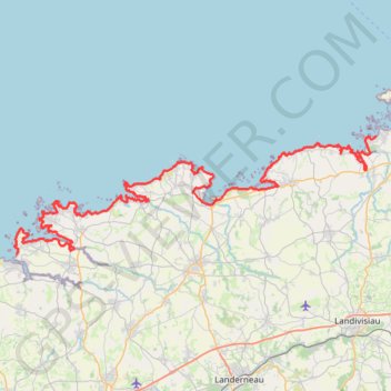 Trace GPS Sentier côtier entre Santec et Brouennou, itinéraire, parcours