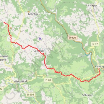 Trace GPS D'Estaing a Campagnac, itinéraire, parcours