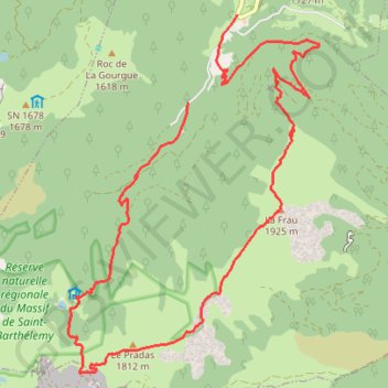 Trace GPS Montagne de la Frau, itinéraire, parcours