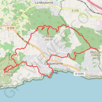 Trace GPS Les trois collines de Carqueiranne, itinéraire, parcours