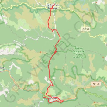 Trace GPS Cassagnas-Pont de Montvert, itinéraire, parcours