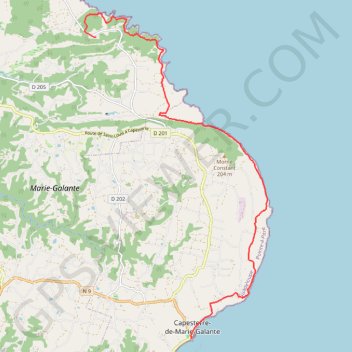 Trace GPS 🚴 Trace de Capesterre-de-Marie-Galante a Mayolette, itinéraire, parcours