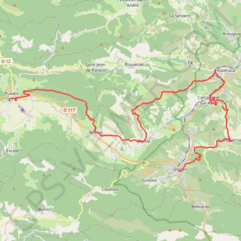 Trace GPS Puivert - Quillan (Tour des châteaux du Pays Cathare), itinéraire, parcours