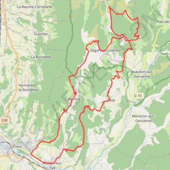 Trace GPS Boucle Crest - montagne de Lozeron, itinéraire, parcours