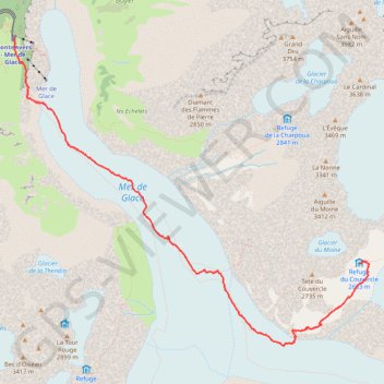 Trace GPS Montenvers - Refuge du Couvercle, itinéraire, parcours